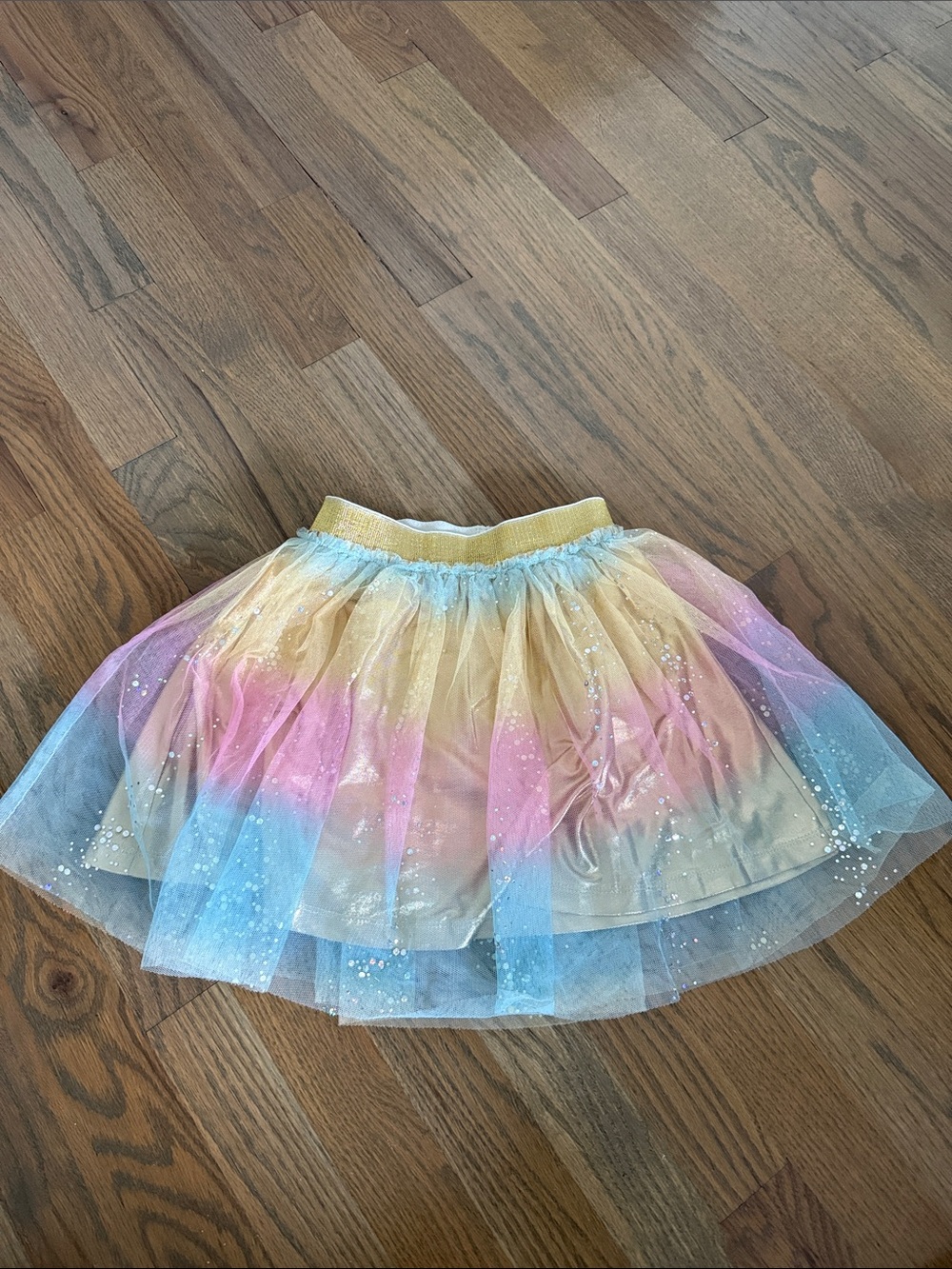 Girls’ Baby Sara Pastel Rainbow Tulle Skirt with Gold Elastic Waistband